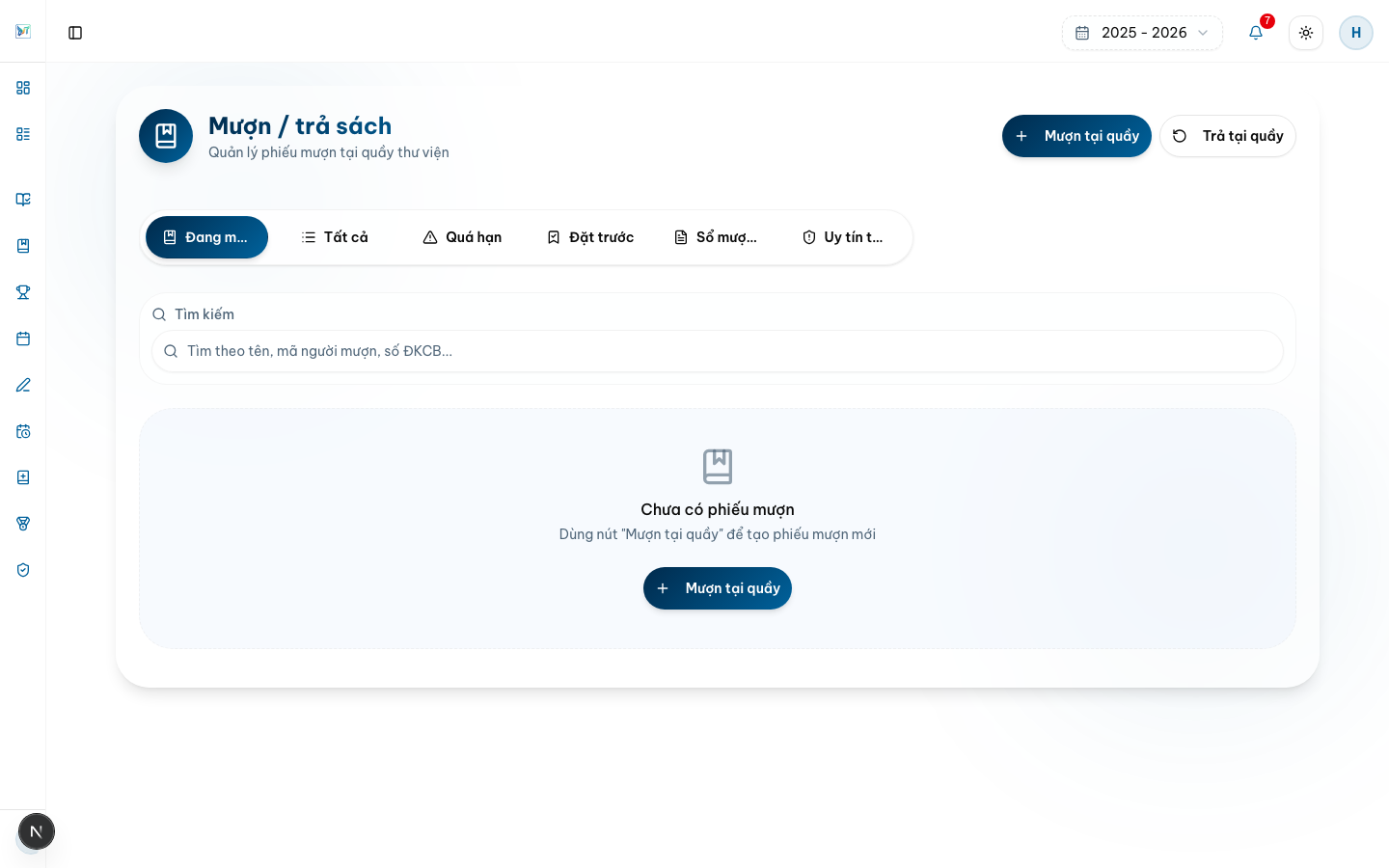 Mượn / trả tại quầy — Desktop