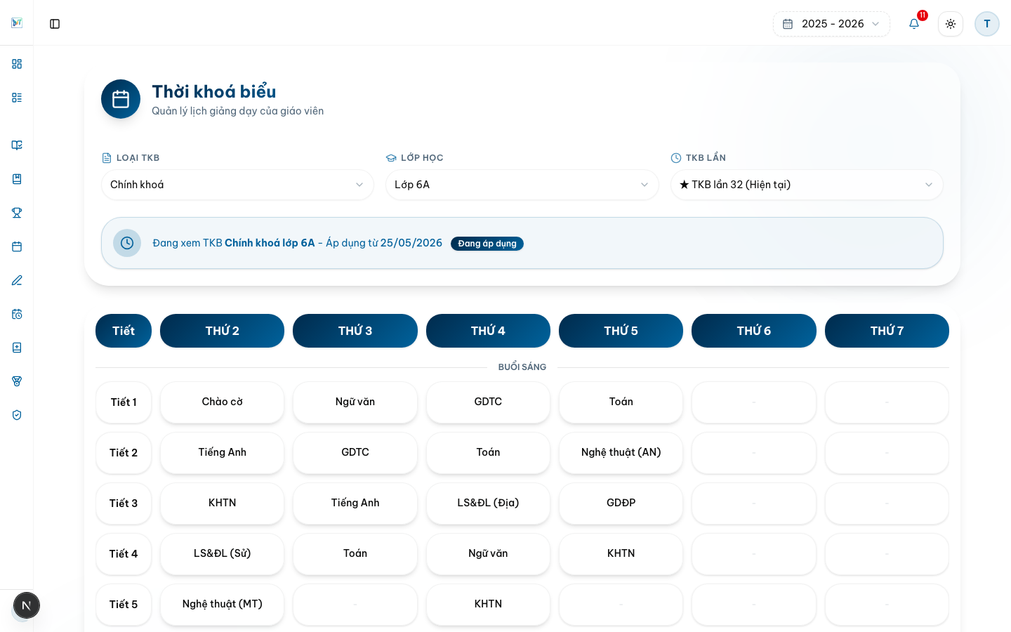 Tra cứu TKB lớp — Desktop